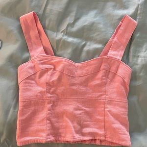 Pink Abercrombie & Fitch linen crop top tank
